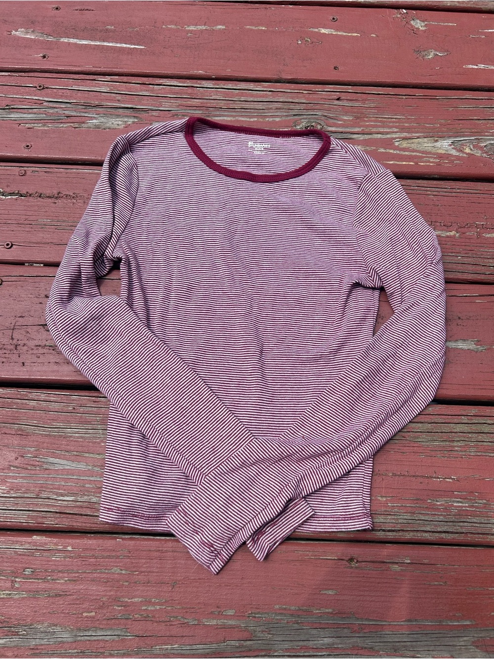 Striped Wine & White Long Sleeve Tee